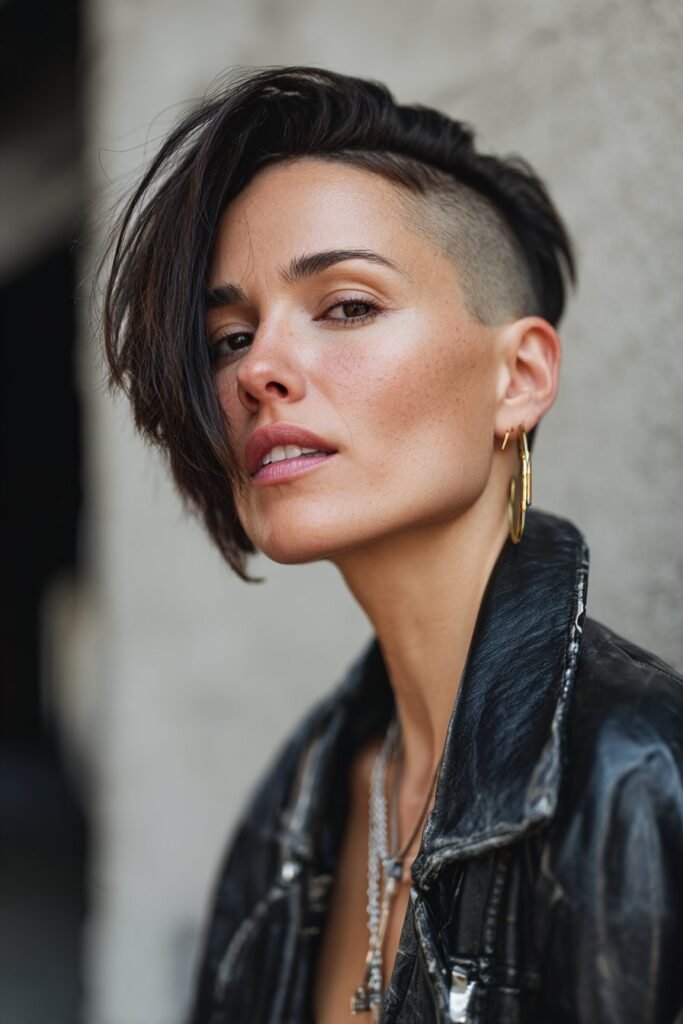 woman with asymmetrical 90s hip hop haircut