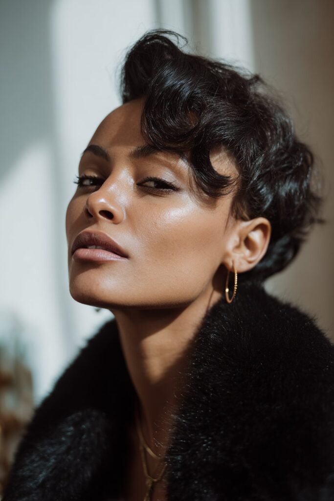 woman with glossy finger waves hairstyle