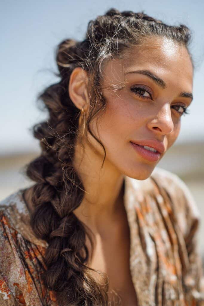 woman with fishtail braid Memorial Day hairstyle