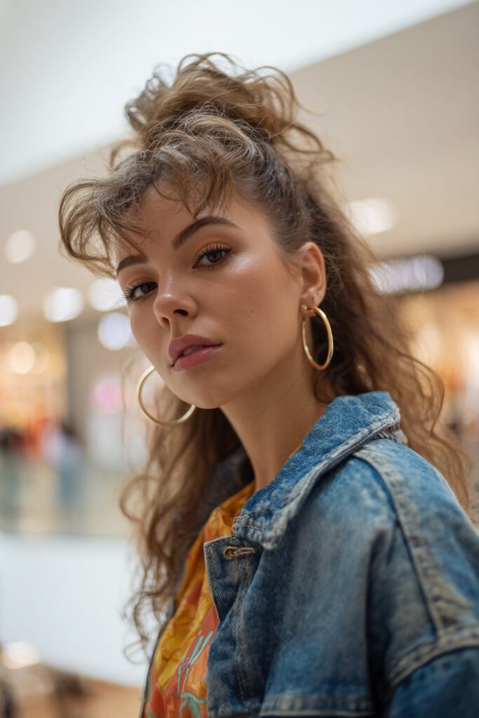 woman with half up half down hairstyle
