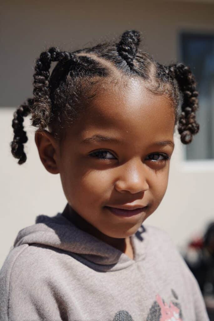 girl with micro braids hairstyle, fine tiny braids