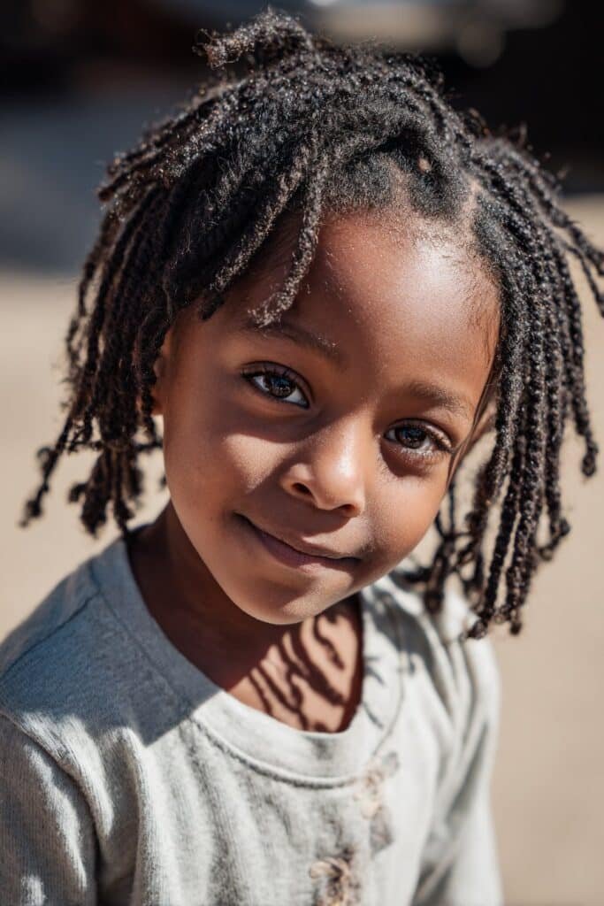 girl with senegalese twists hairstyle, smooth rope twists