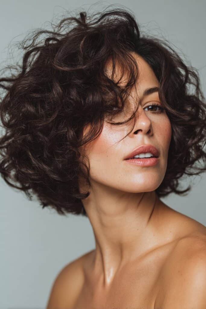woman with bouncy blowout curls hairstyle