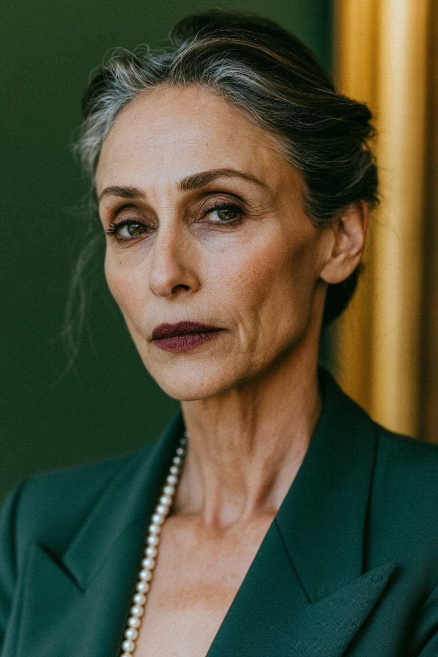 woman with modern french twist hairstyle