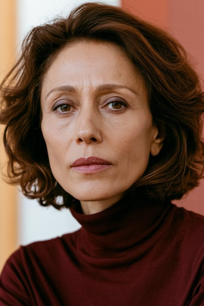 woman with layered bob over 50