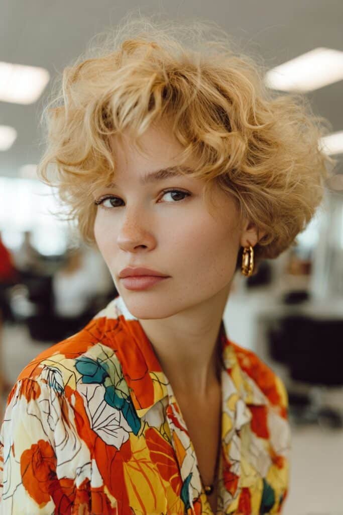 woman with permed wave retro hairstyle