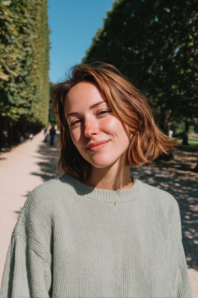 Blunt lob for thin hair on mature woman.