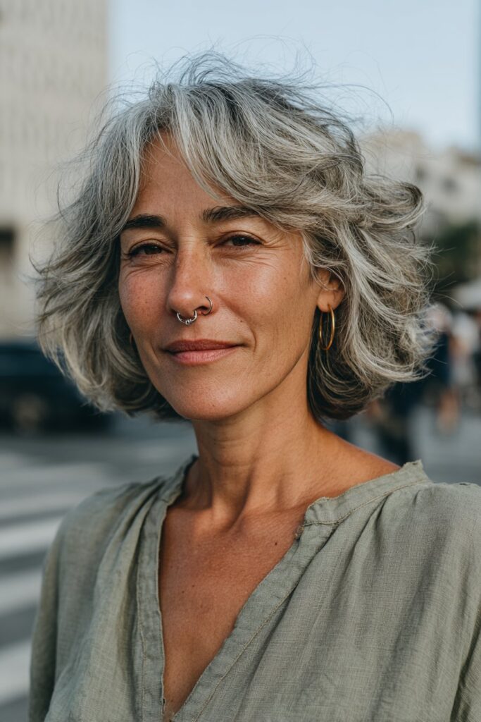 Choppy wolf cut for women over 50.