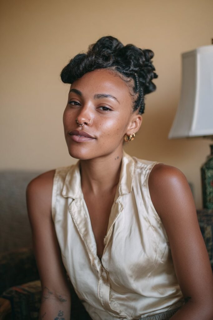 Finger waves for black women with long hair updo
