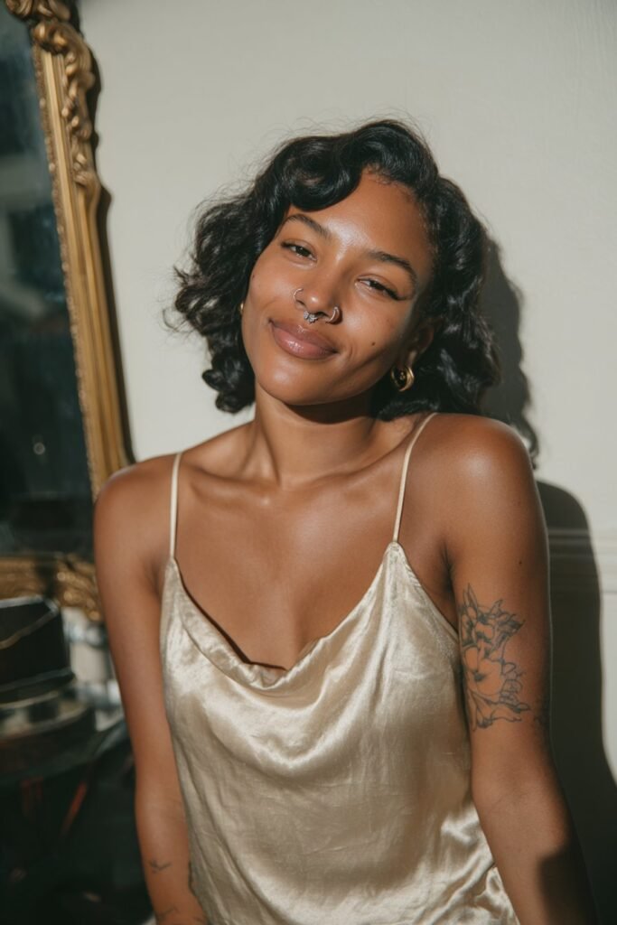 Finger waves for black women with long hair retro style