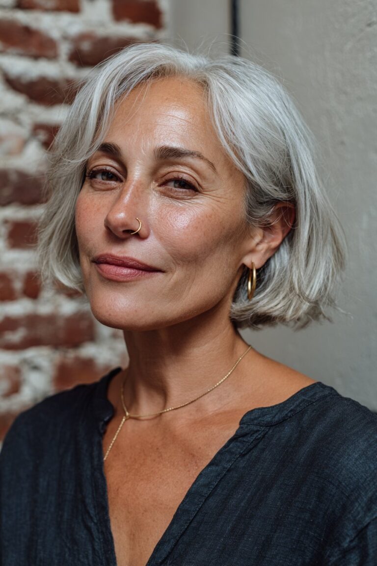 Classic French bob hairstyle for older women.