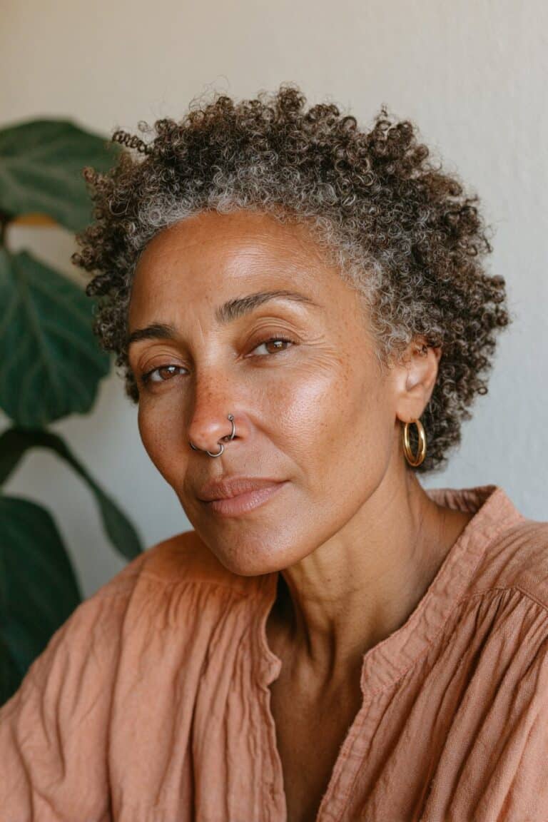 Twist out crop with fluffy defined natural texture.