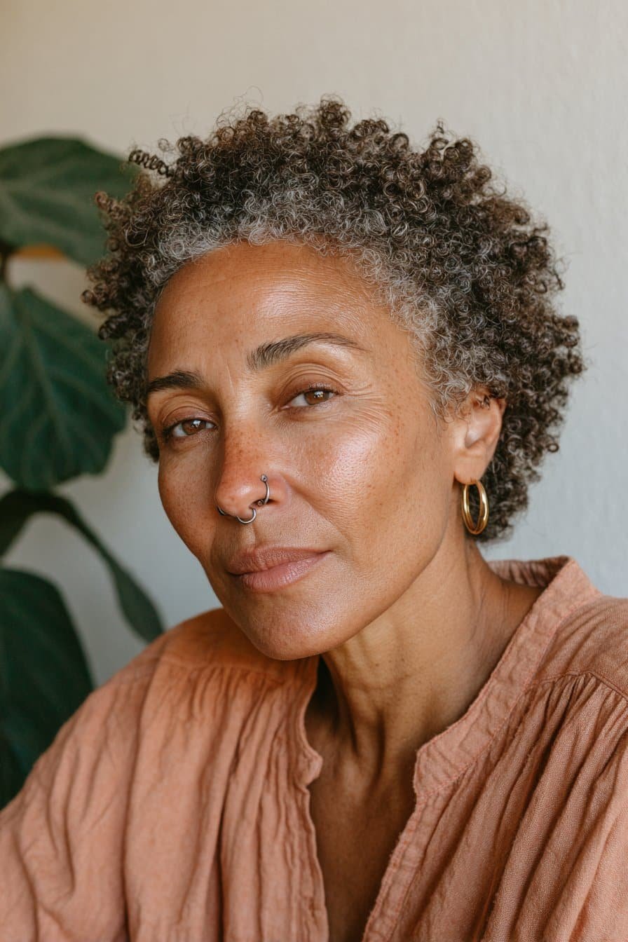 Twist out crop with fluffy defined natural texture.