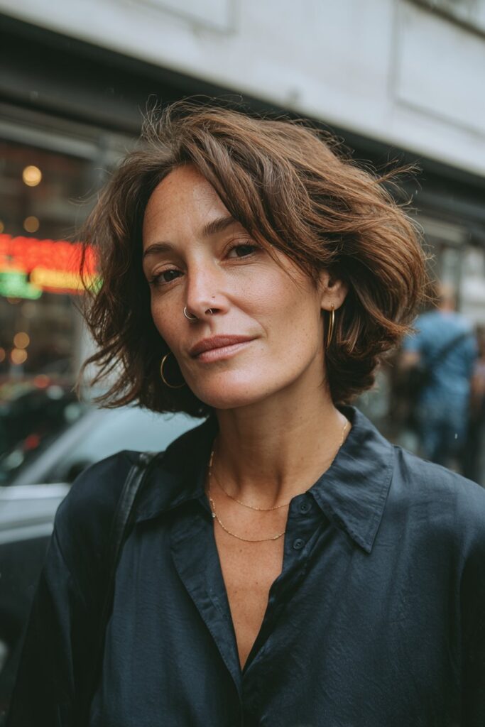 Woman with an inverted layered bob for maximum lift.