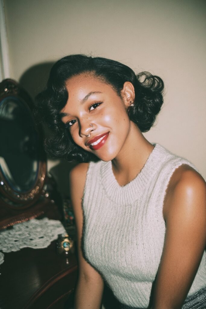 Black woman with a Marilyn-style bob hairstyle