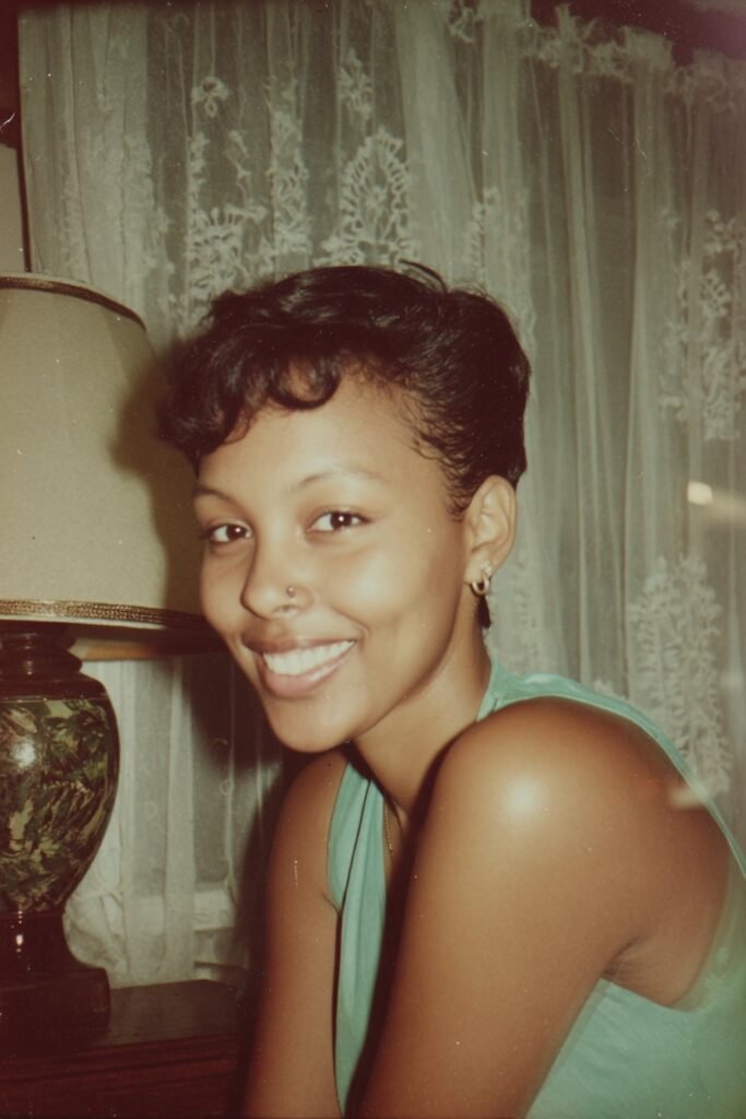 Black woman with a sculpted pixie and finger waves