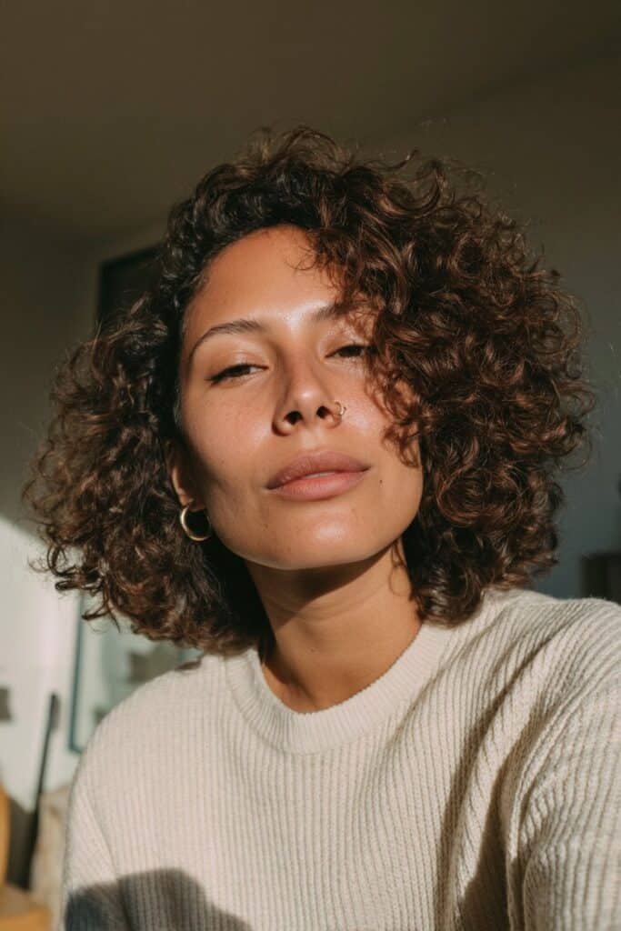 Picture Day Hairstyles for Curly Hair for Women in 20s with defined natural curls