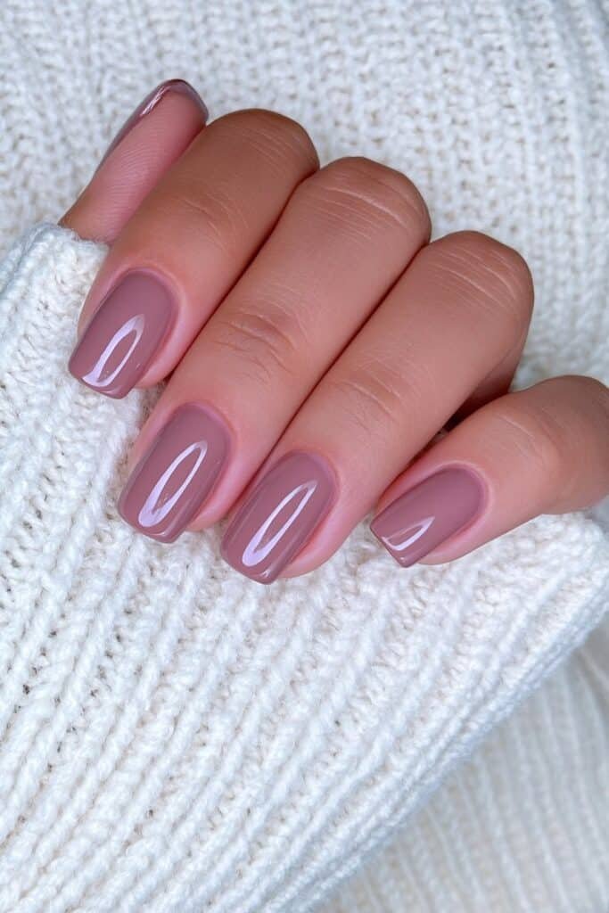 Rich espresso brown short nails with a smooth glossy finish.