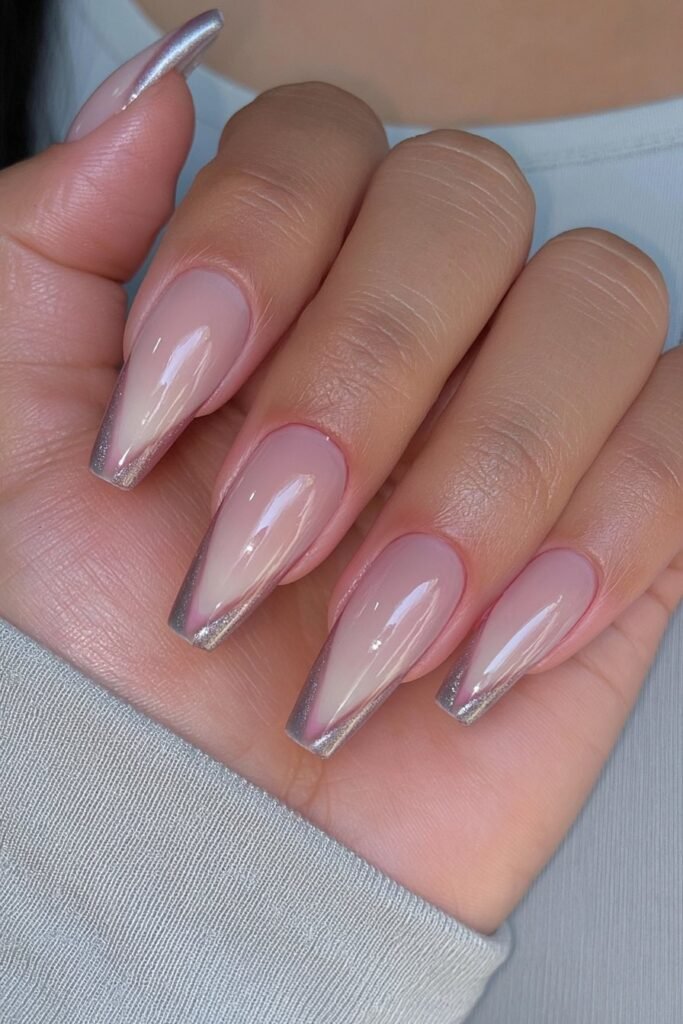 Yellow pencil nails with thin graphite-grey tips.
