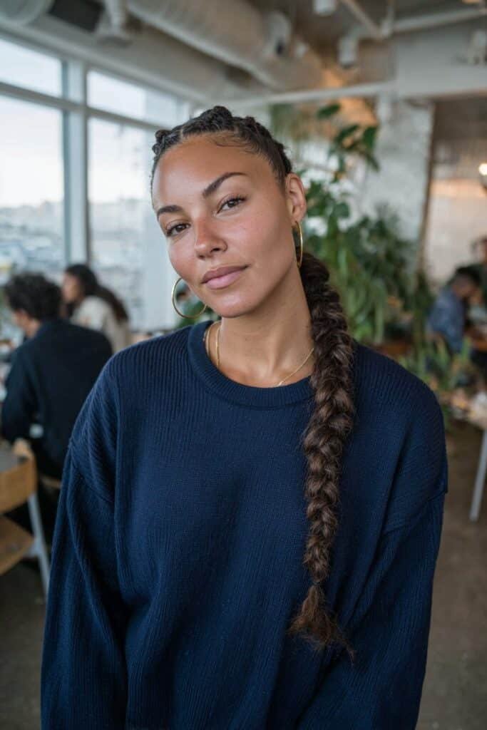 Side Rope braid ponytail hairstyle for long hair