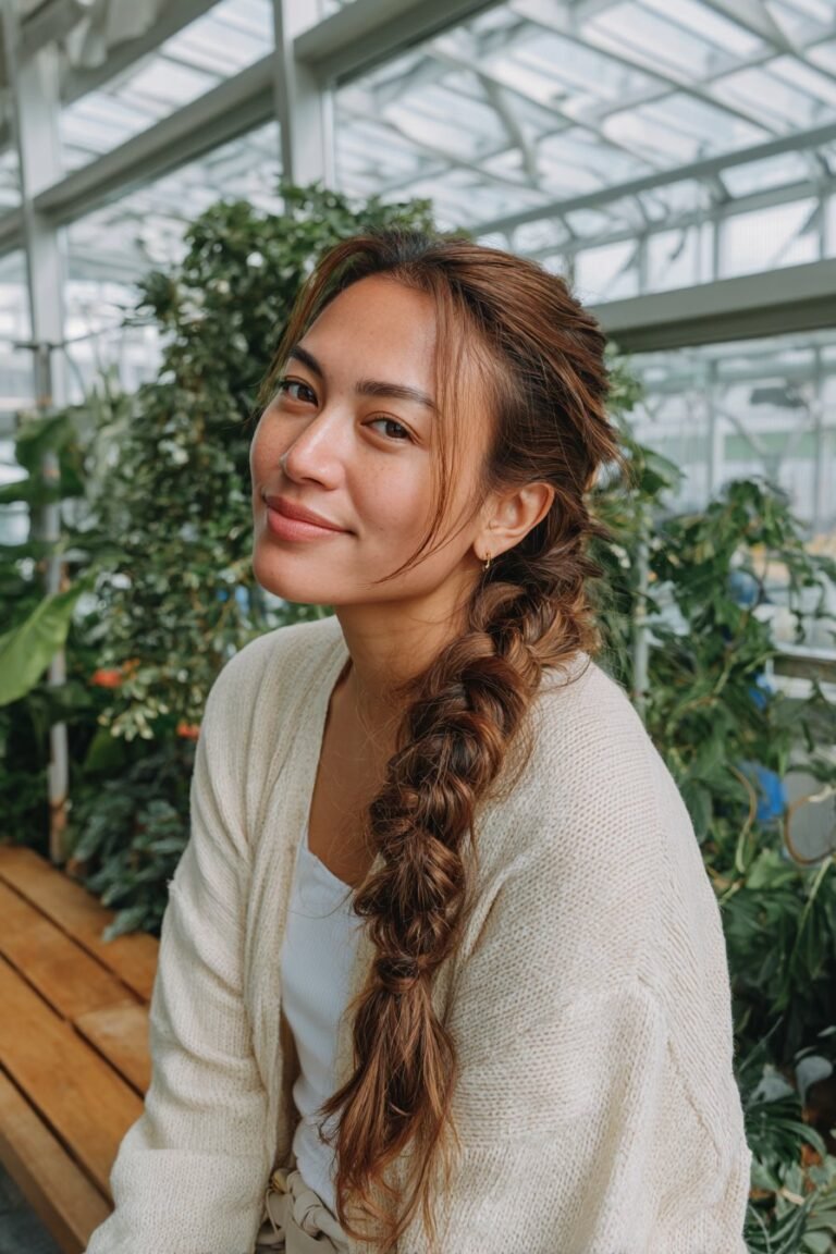Pull-through braid hairstyle for long hair