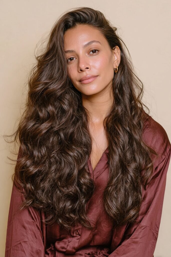 Side-swept waves for long hair