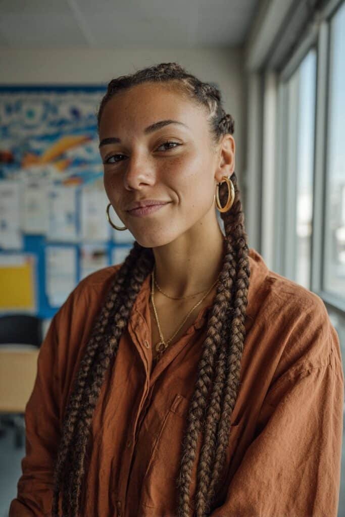 Straight pretty cornrows for long hair