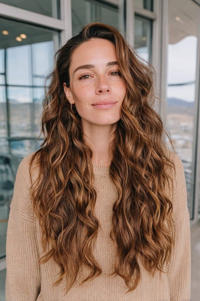 Caramel chai latte hair with warm latte brown and honey ribbons