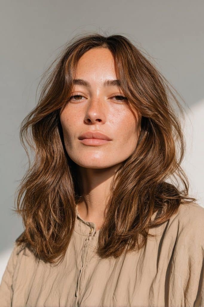 Chai latte root melt with brunette roots and creamy caramel lengths