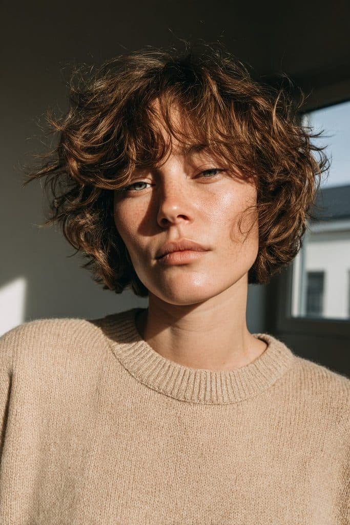 Choppy pixie bob with piecey layers and wispy textured ends