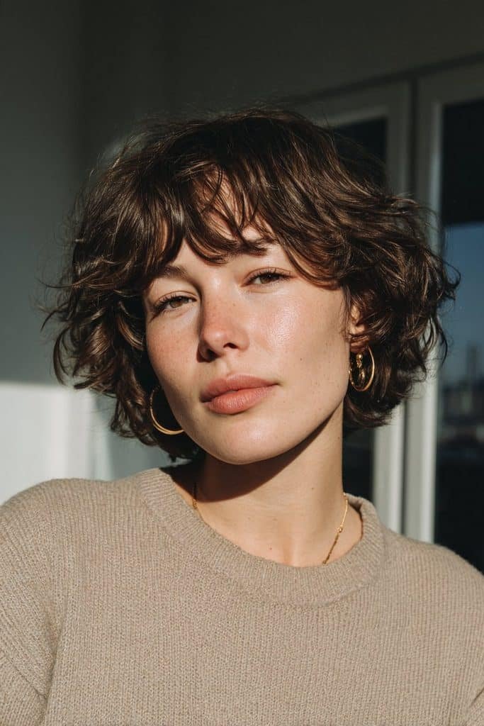 Choppy textured pixie bob with playful feathered layers
