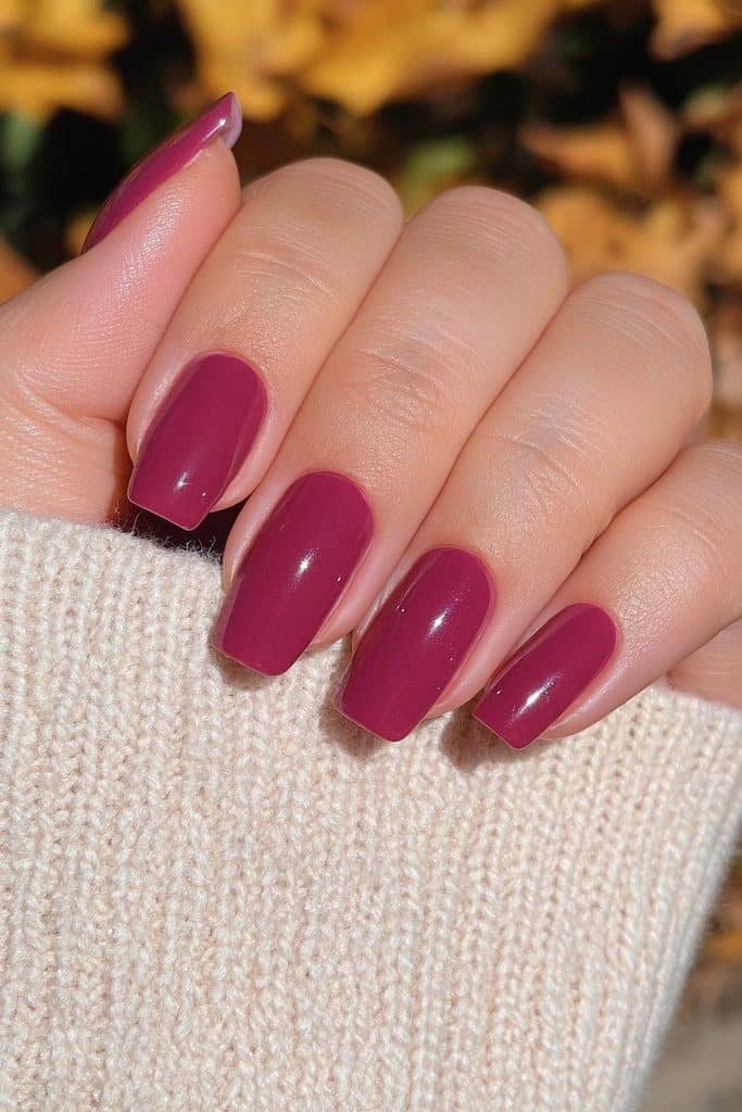 Classic glossy cranberry red nails