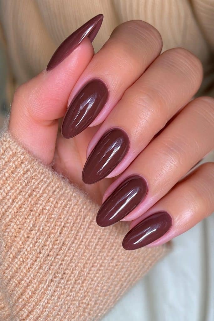 Deep dark chocolate espresso almond nails