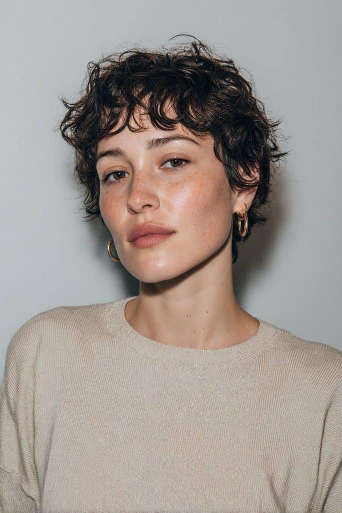 Textured espresso pixie cut with rich dark chocolate-brown tones