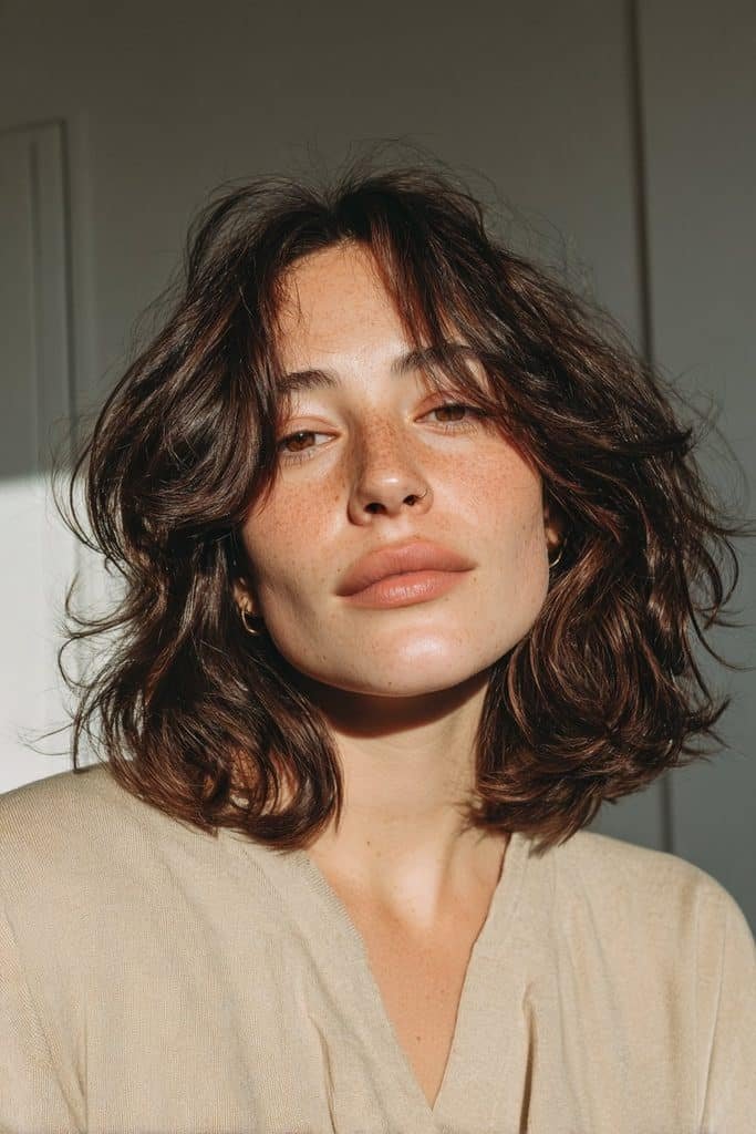 Deep espresso hair with subtle warm copper glints in natural light