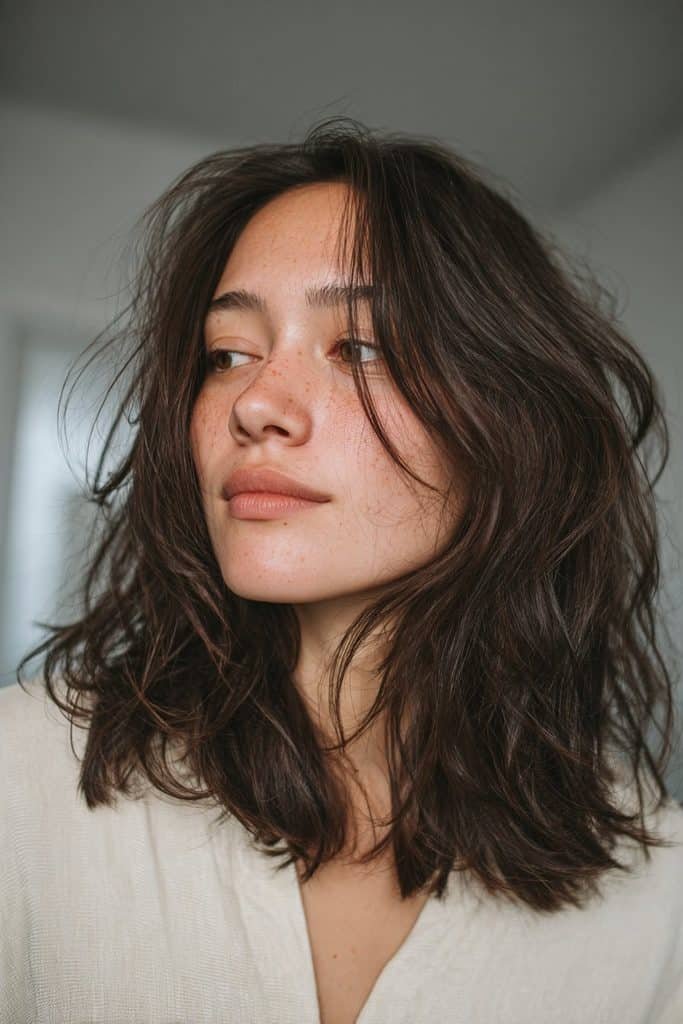 Espresso hair with ultra-fine honey babylights for subtle dimension