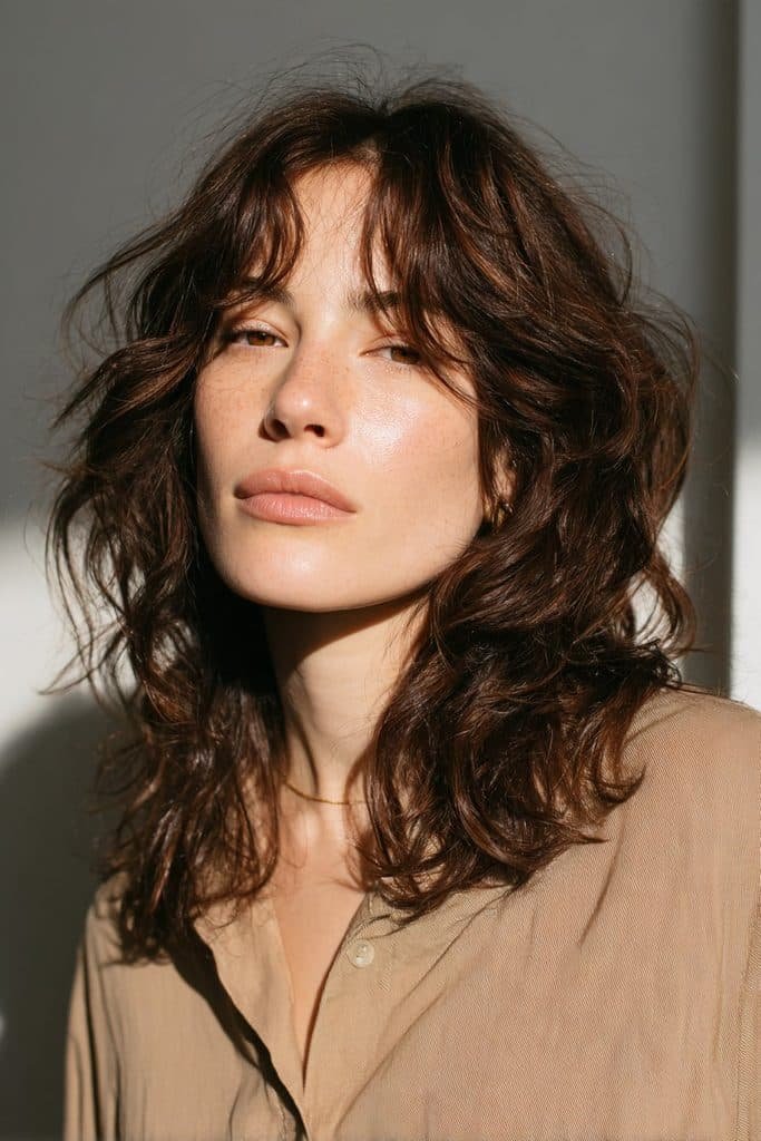 Medium-length espresso waves with deep chocolate tones and natural variation