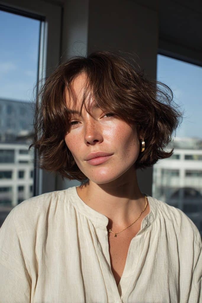 Feathered pixie bob with airy layers and wispy ends