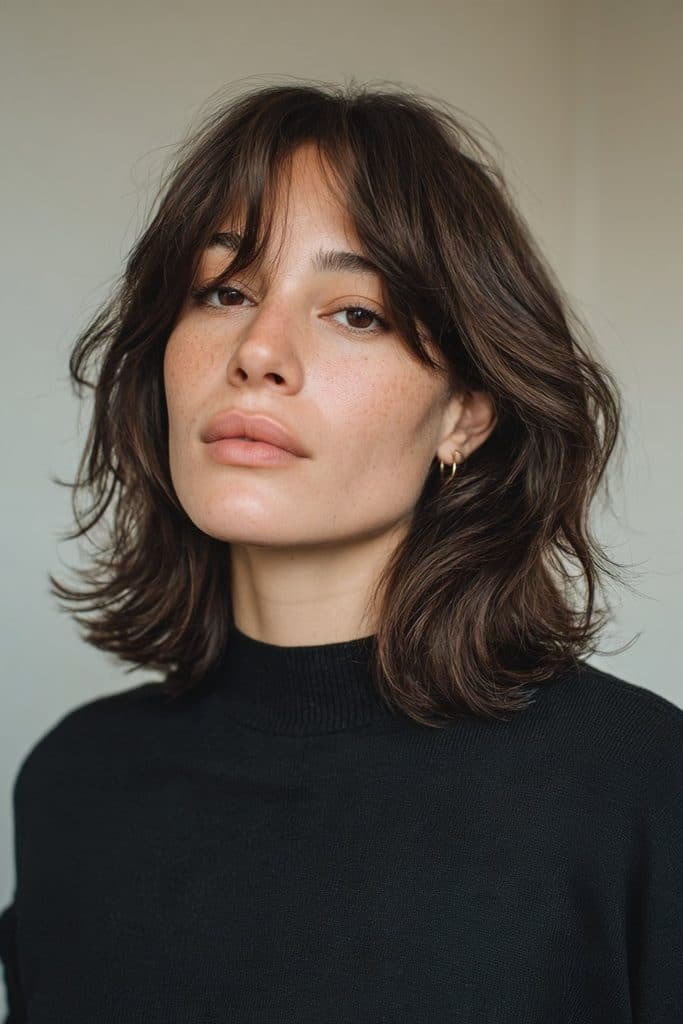 Iced espresso hair with cool ash-brown and soft beige reflections