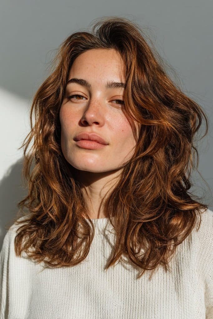 Light maple brown hair with soft honey reflections