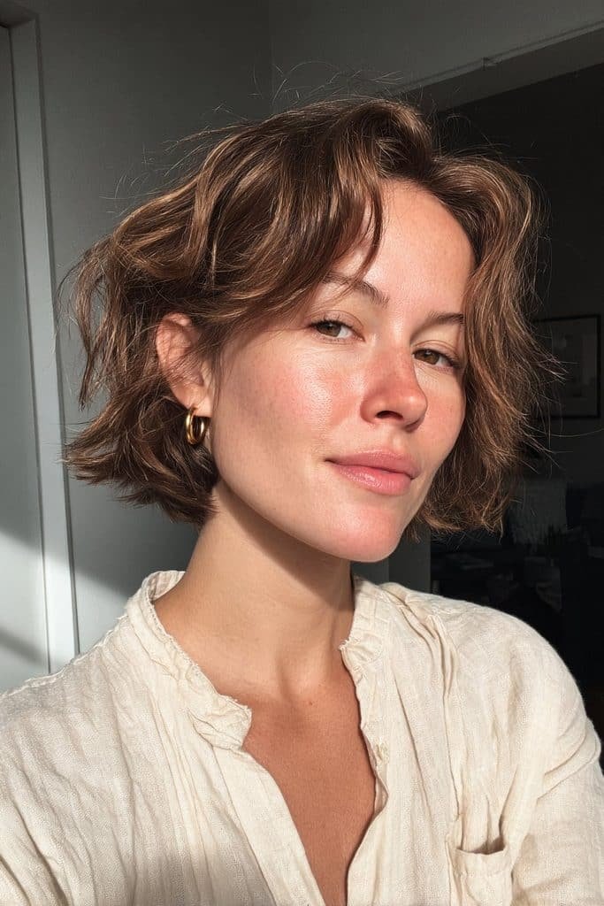 Low-maintenance pixie bob with natural air-dried texture