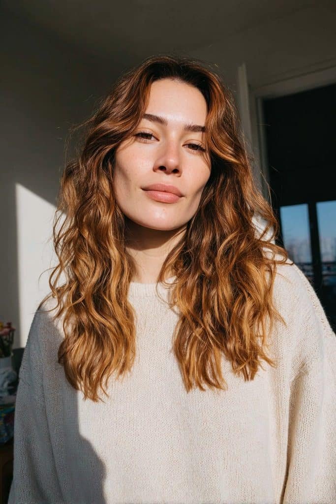 Maple brown ombré with lighter caramel-maple ends