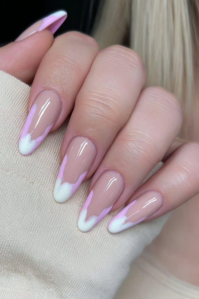 Cocoa brown nails with creamy marshmallow tips