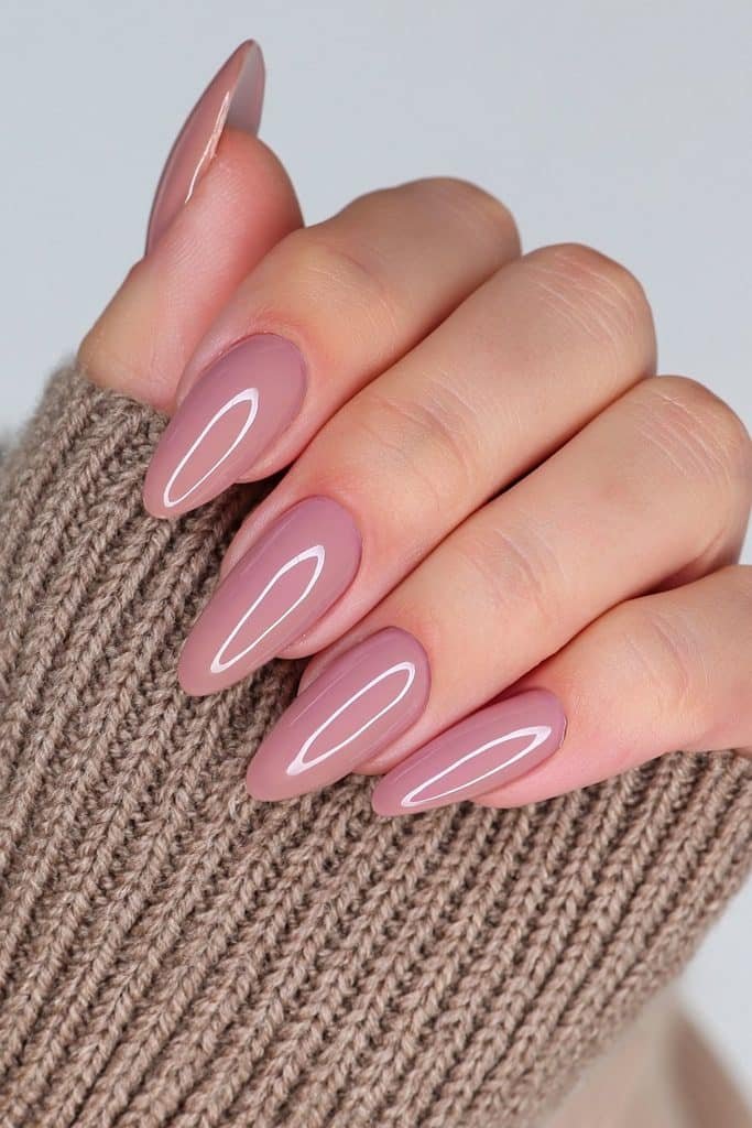 Soft mocha mousse brown almond nails