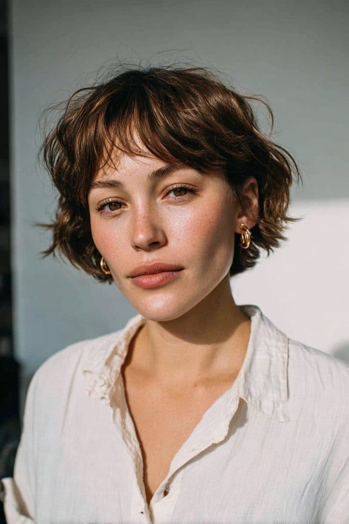 Soft pixie bob with airy curtain bangs