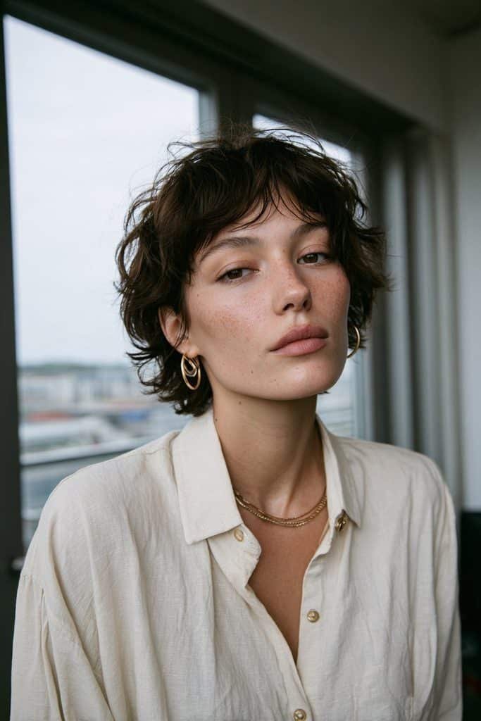 Textured pixie bob with short micro bangs and airy layers