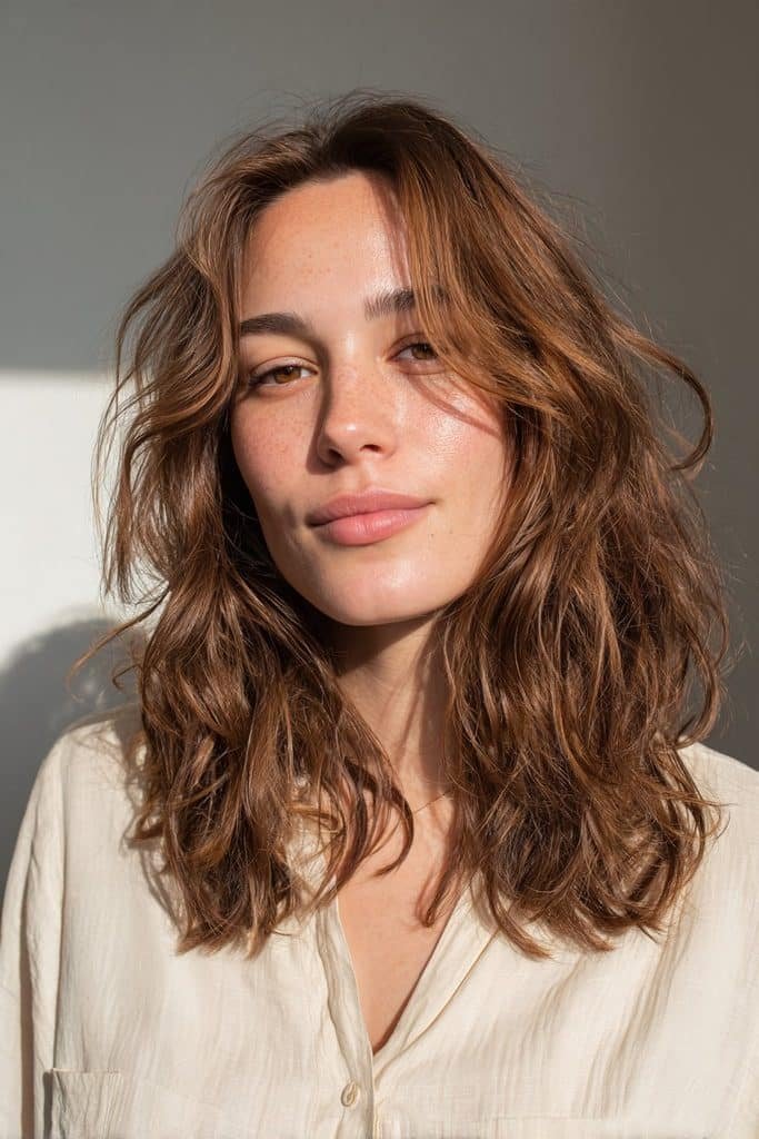 Soft chai latte hair with delicate beige babylights