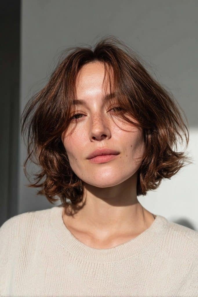 Modern bixie with layered volume and textured ends