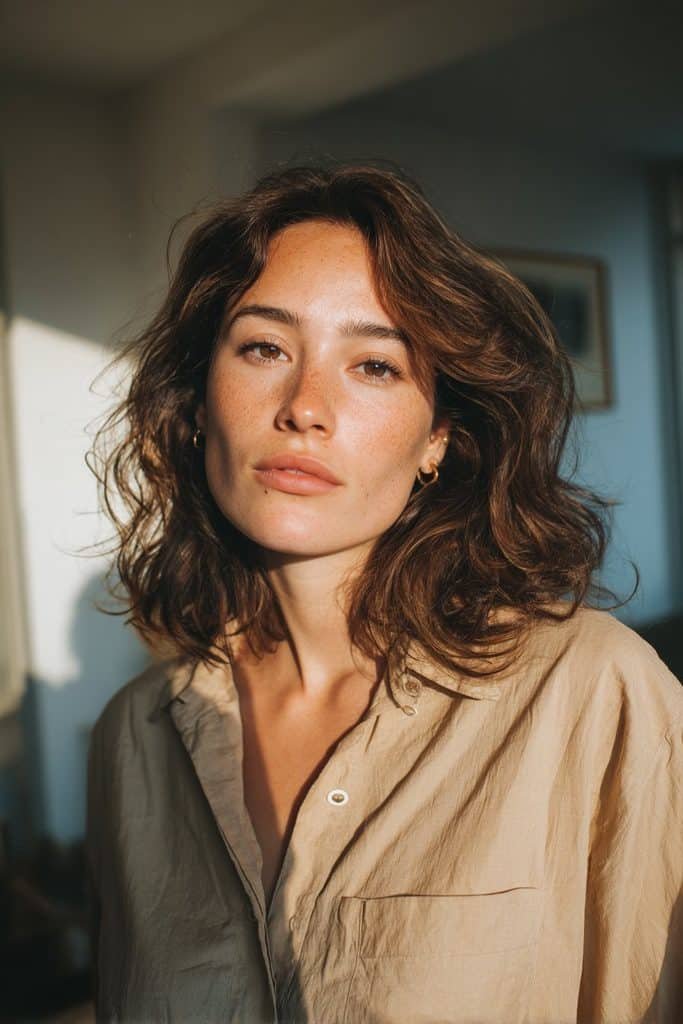 Warm espresso hair with golden-brown and soft chocolate reflections