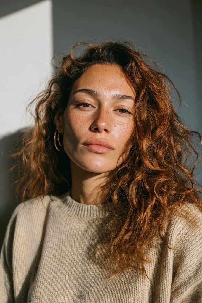 Warm chai latte hair with cinnamon, caramel and honey tones